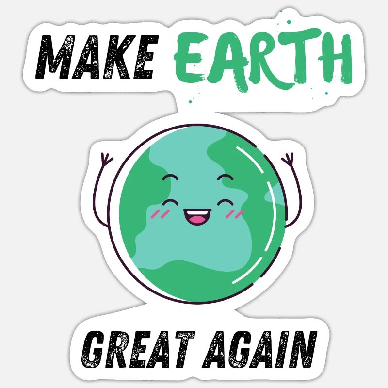 Make earth great again - Sticker Größe S (10 x 10 cm) - Mattweiß
