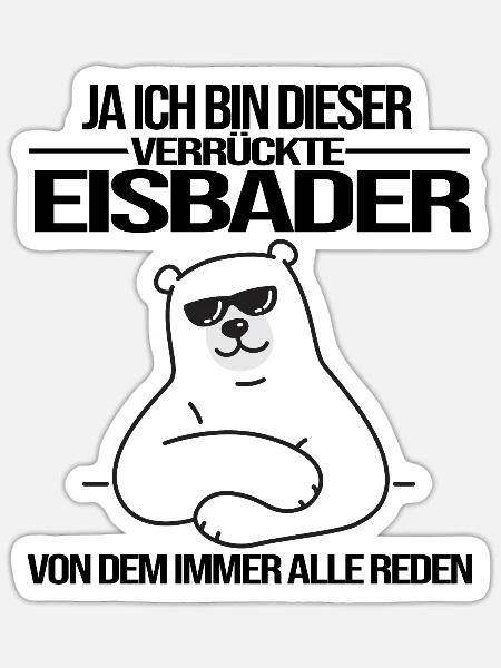 winterbader kälteresistent eisbader eischwimmer -C - Sticker Größe S (10 x 10 cm) - Mattweiß
