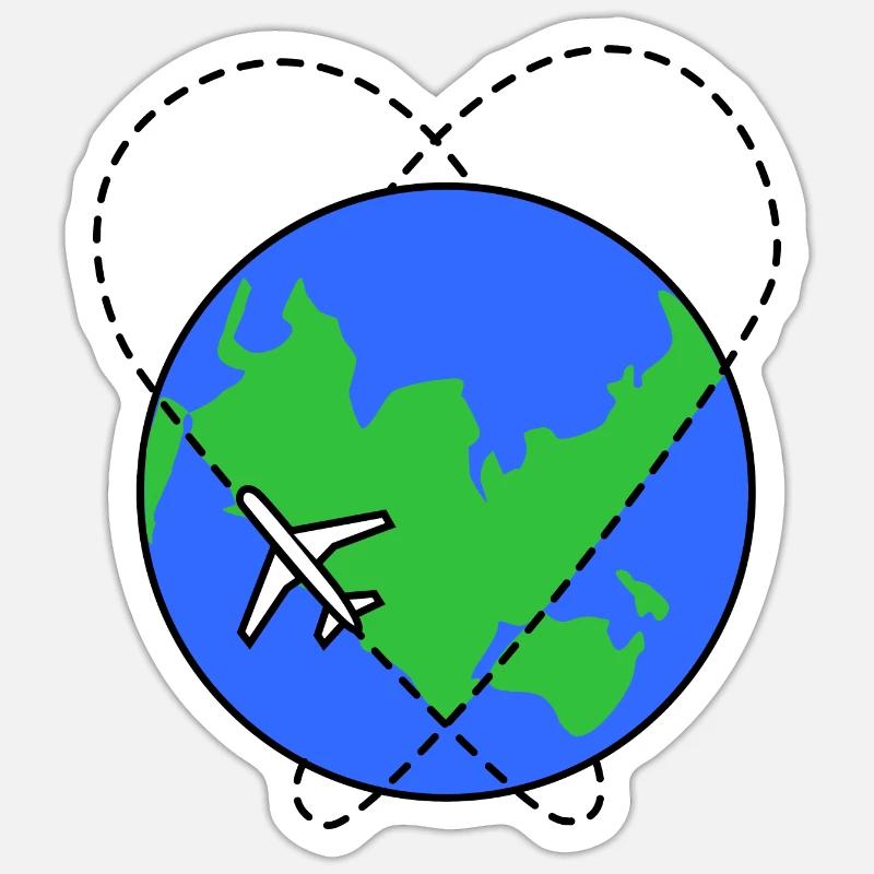 Flugzeug Erde reisen - Sticker Größe S (10 x 10 cm) - Mattweiß