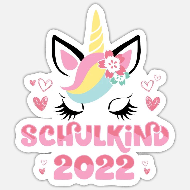 Schulkind 2022 Einschulung 1. Klasse Einhorn Sticker Größe S (10 x 10 cm)
