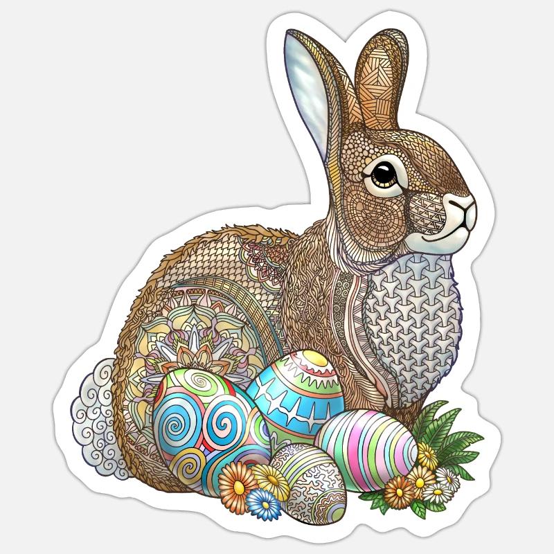 Easter Egg Hunt Zentangle - Sticker size S (10 x 10 cm) - white matte