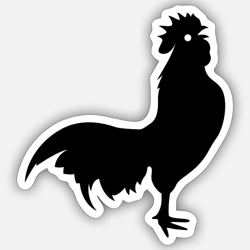 Silhouette d’animal coq - Sticker taille S (10 x 10 cm) - blanc mat