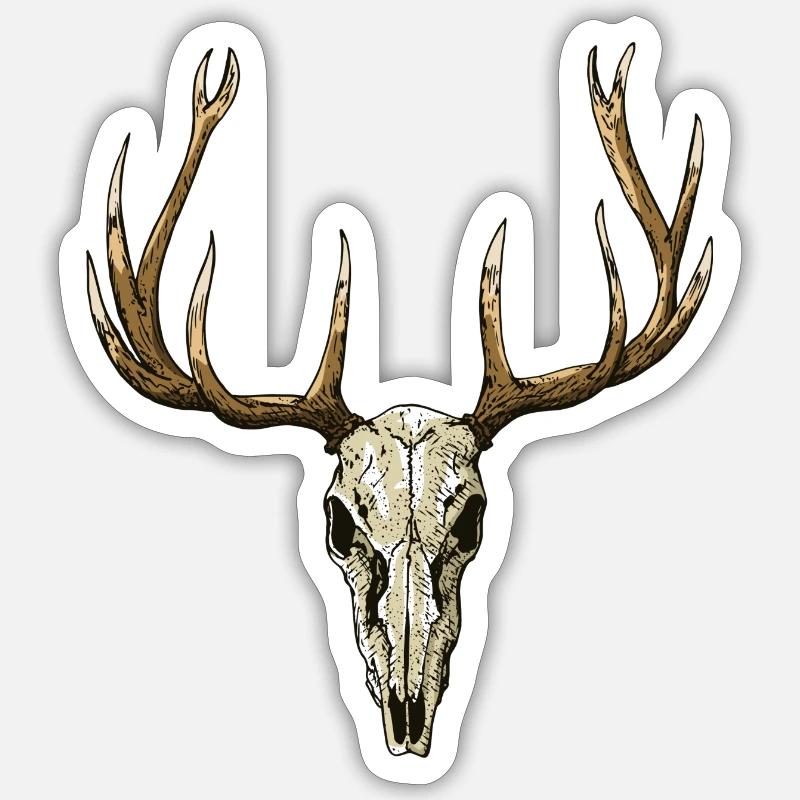 Crâne de cerf - Sticker taille S (10 x 10 cm) - blanc mat