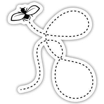 Gestrichelte Linie Fliege - Sticker Größe S (10 x 10 cm) - Mattweiß - Vorne