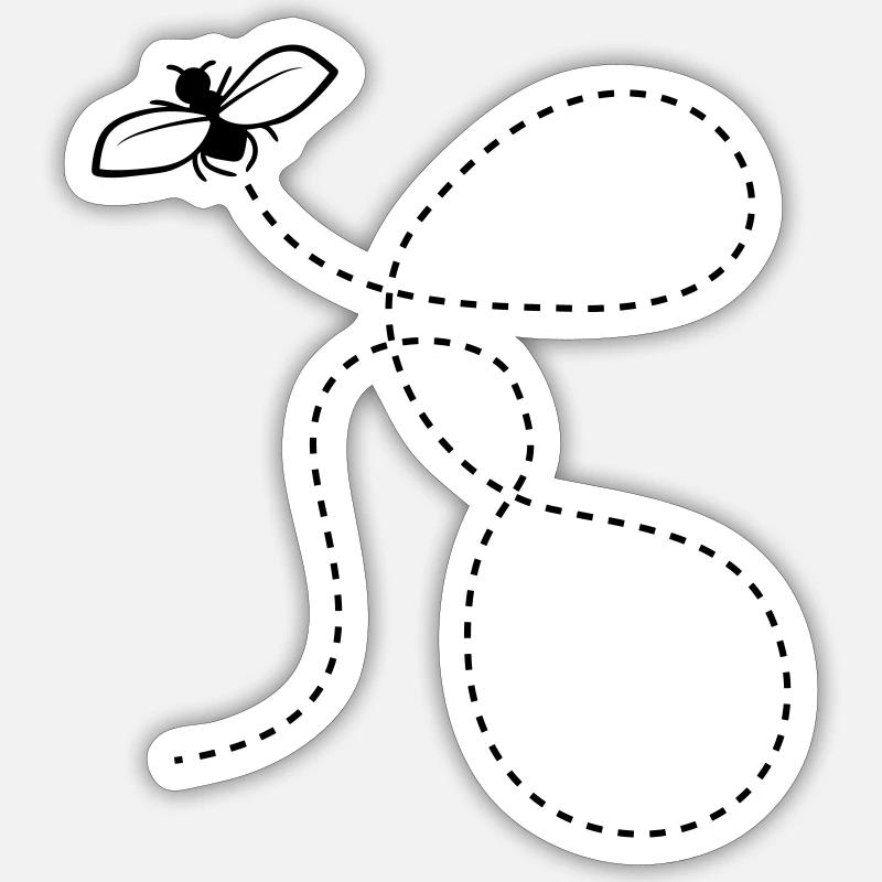 Dashed Line Fly - Sticker size S (10 x 10 cm) - white matte
