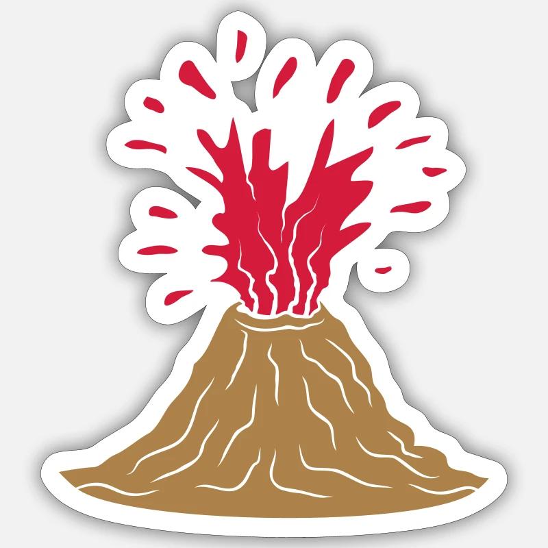 Vulkan Ausbruch Design - Sticker Größe S (10 x 10 cm) - Mattweiß