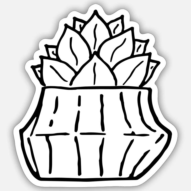 Cactus peint à la main Sticker taille S (10 x 10 cm)