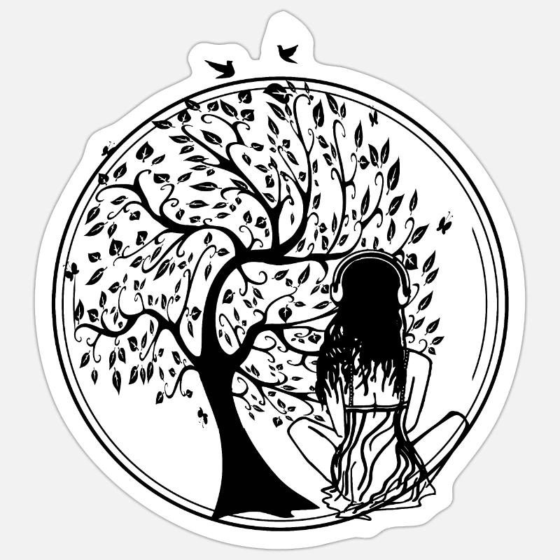 Tree Silhouette Ohrhörer Sticker Größe S (10 x 10 cm)