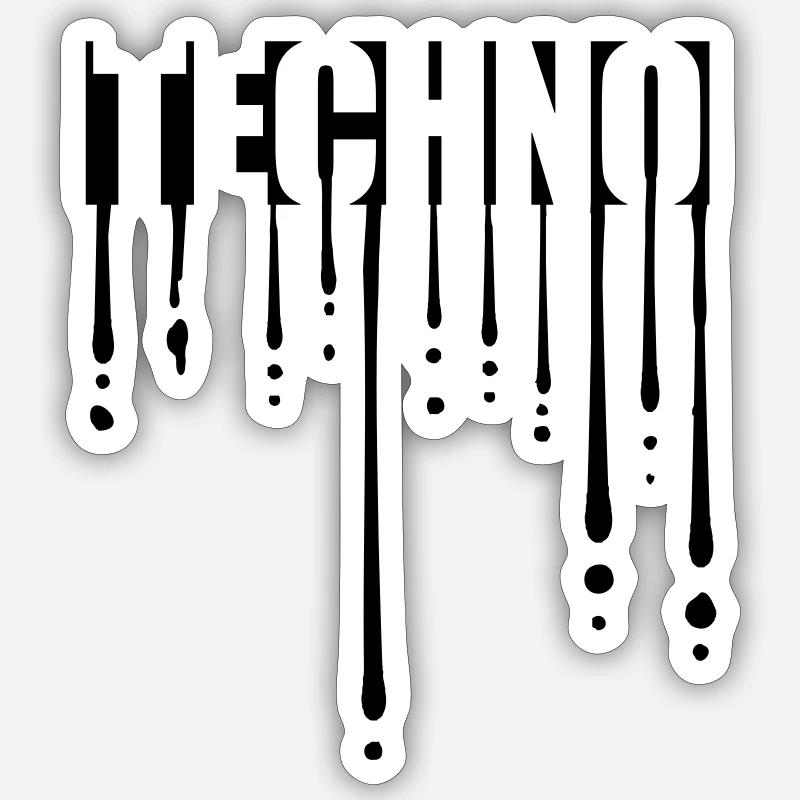 Drops Logo Techno - Sticker taille S (10 x 10 cm) - blanc mat