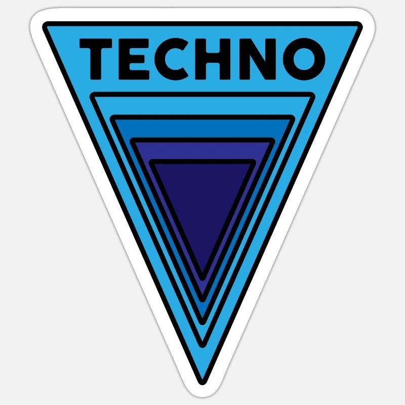 Techno Techno Techno Blue Triangles Hard Dark Acid Sticker size S (10 x 10 cm)