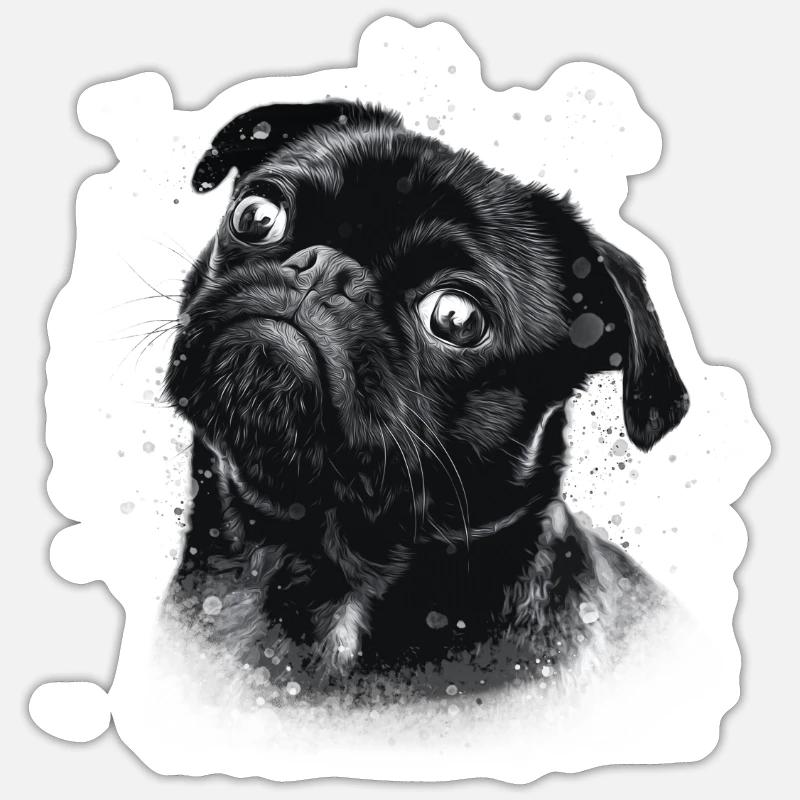 Impression De carlin dans un style comique - Sticker taille S (10 x 10 cm) - blanc mat