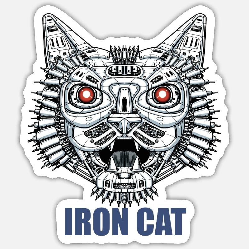 Roboter Katze - Sticker Größe S (10 x 10 cm) - Mattweiß