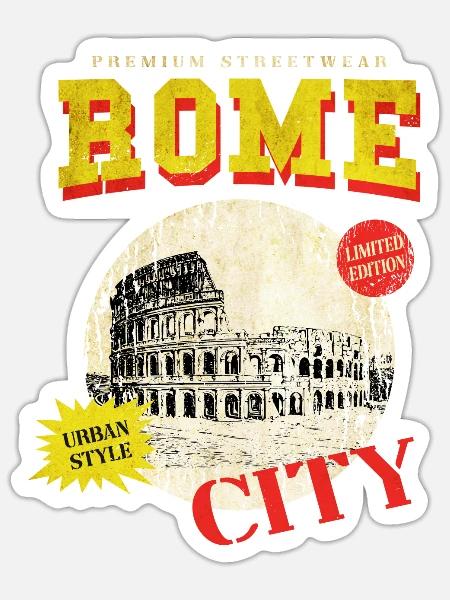 Rom Italien Stadt Skyline Kolosseum Vintage Retro - Sticker Größe S (10 x 10 cm) - Mattweiß