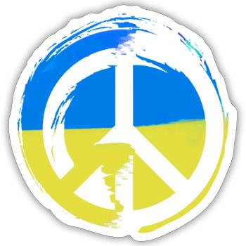 ukraine ,peace,flagge,friede,zeichen - Sticker Größe S (10 x 10 cm) - Mattweiß - Vorne