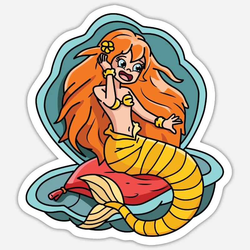 Sirène - Sticker taille S (10 x 10 cm) - blanc mat