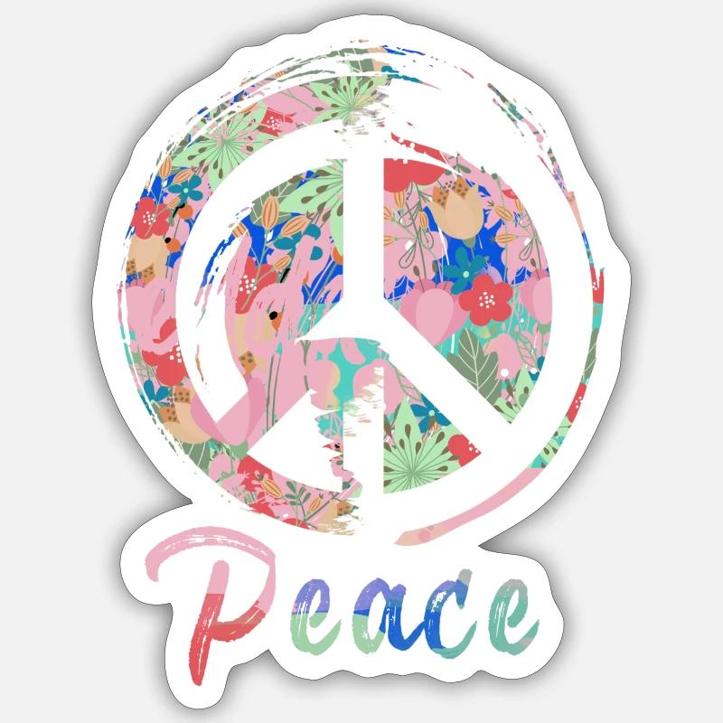 peace, pink,friede,graffiti,blau,bunt,schrift - Sticker Größe S (10 x 10 cm) - Mattweiß