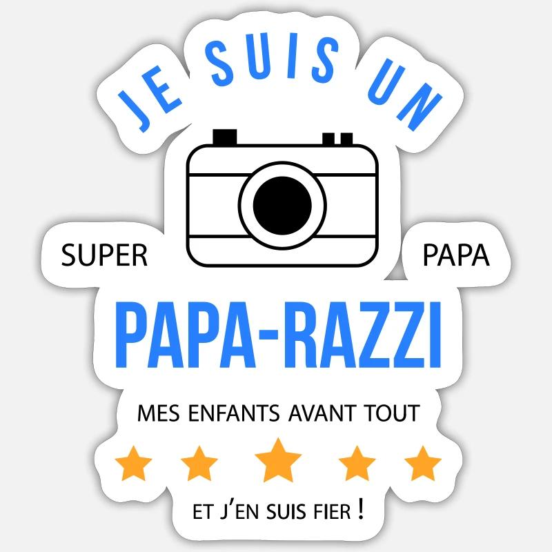 Papa razzi - Sticker taille S (10 x 10 cm) - blanc mat