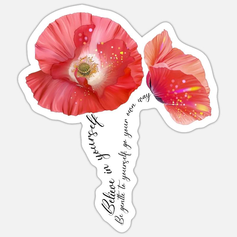 Coquelicot Mohnblumen Mohn - Sticker taille S (10 x 10 cm) - blanc mat