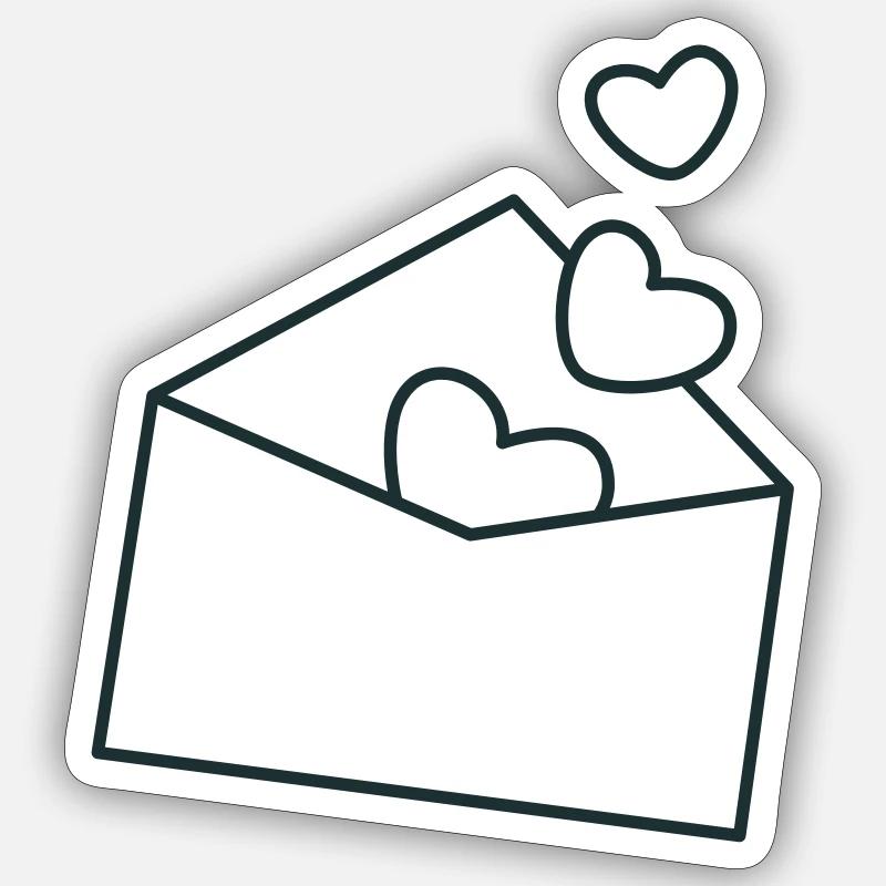 envelope with hearts - Sticker size S (10 x 10 cm) - white matte