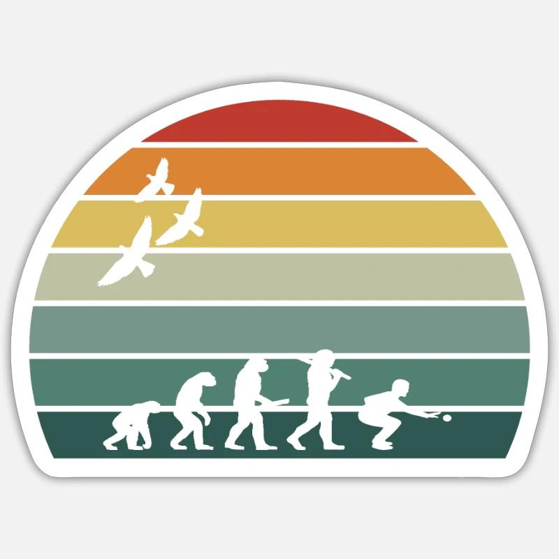 retro vintage sunset évolution PETANQUE Sticker taille S (10 x 10 cm)