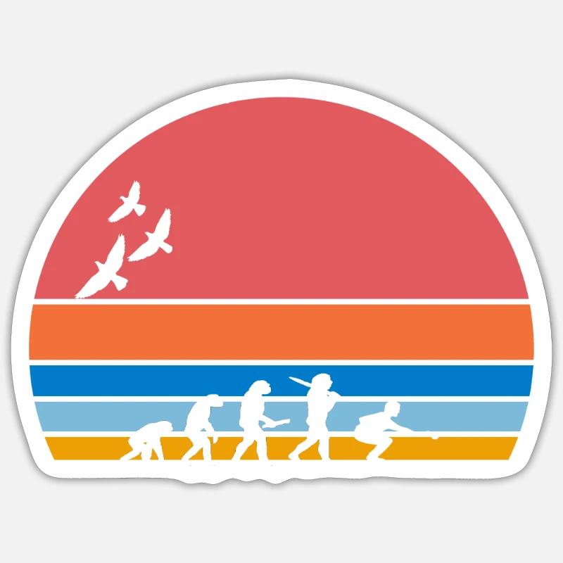 retro vintage sunset évolution PETANQUE Sticker taille S (10 x 10 cm)