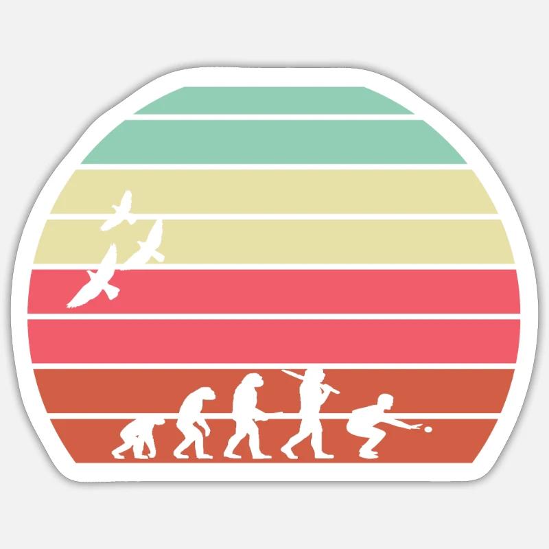 retro vintage sunset évolution PETANQUE Sticker taille S (10 x 10 cm)
