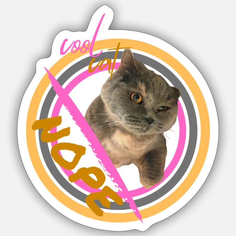 Nope sagt eine coole Katze - Sticker Größe S (10 x 10 cm) - Mattweiß