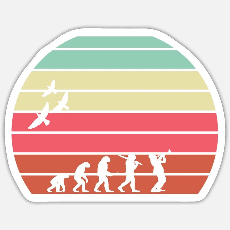 retro vintage sunset evolution SAXOPHONE Sticker size S (10 x 10 cm)
