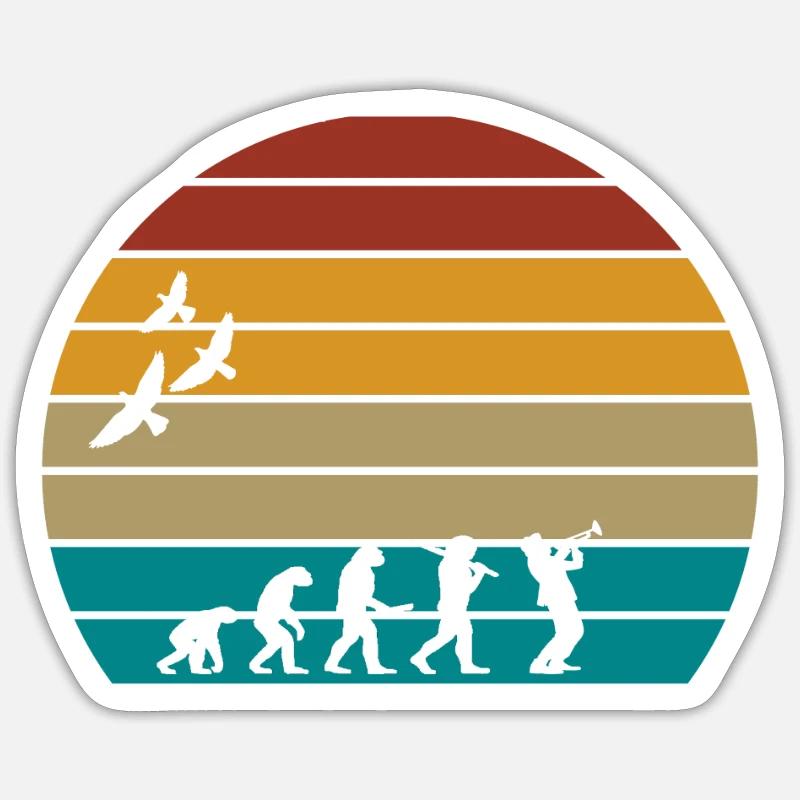 retro vintage sunset evolution SAXOPHONE Sticker size S (10 x 10 cm)