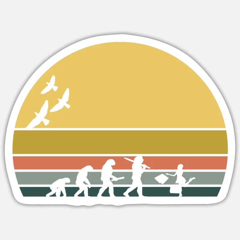 retro vintage sunset évolution shoping Sticker taille S (10 x 10 cm)