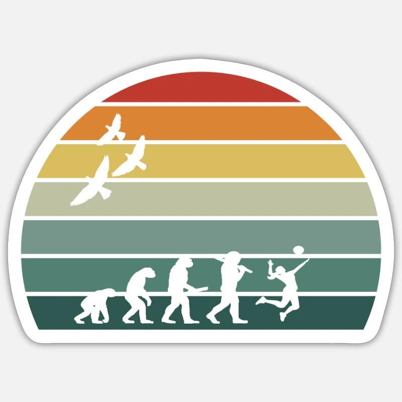 retro vintage sunset evolution VOLLEYBALL Sticker size S (10 x 10 cm)