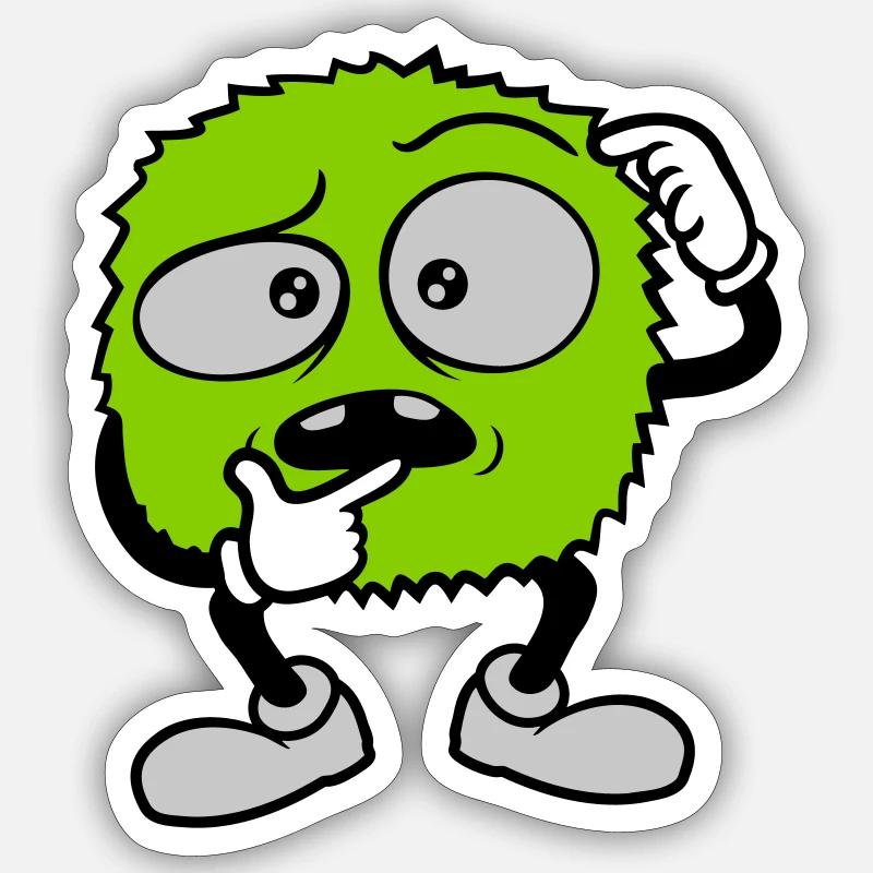 Comic skeptisches Gesicht Monster Sticker Größe S (10 x 10 cm)