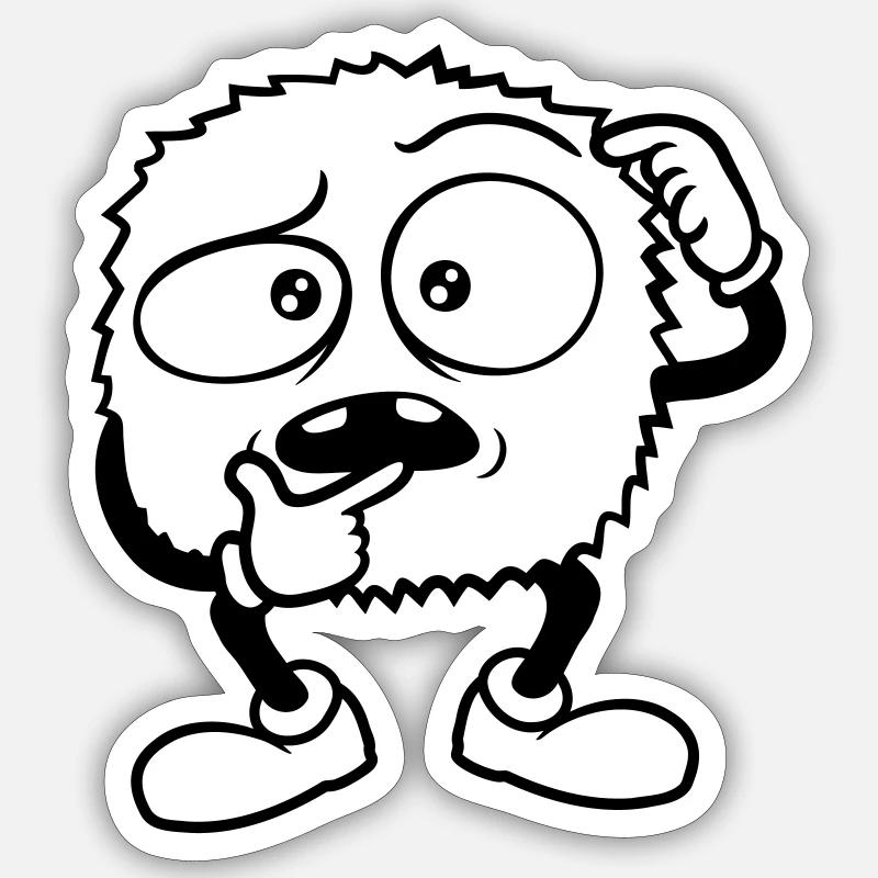 Monster skeptisches Gesicht Comic Sticker Größe S (10 x 10 cm)