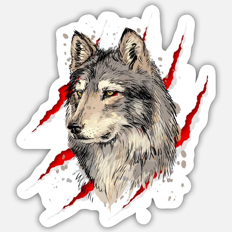 Wolf - Sticker Größe S (10 x 10 cm) - Mattweiß