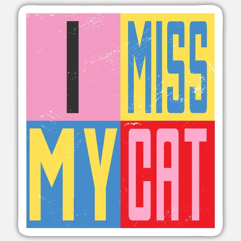 Mon chat me manque - Sticker taille S (10 x 10 cm) - blanc mat