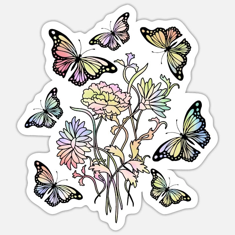Papillons - Sticker taille S (10 x 10 cm) - blanc mat