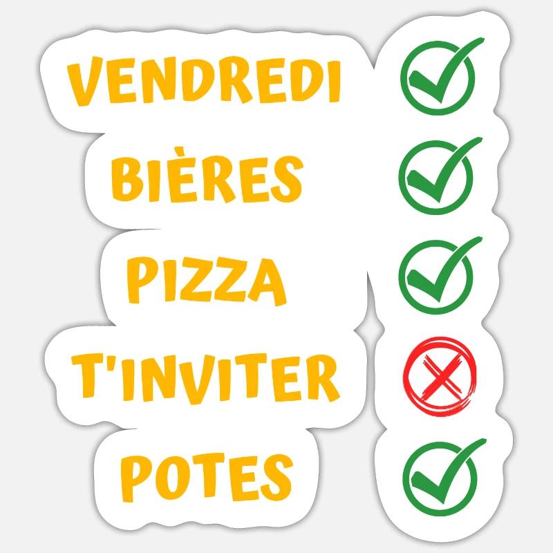 vendredi - Sticker taille S (10 x 10 cm) - blanc mat