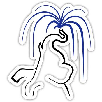 Elephant splashes water from proboscis - Choose color - Sticker size S (10 x 10 cm) - white matte - Front