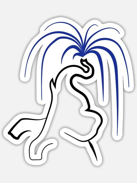 Elefant spritzt Wasser aus Rüssel - Wähle Farbe - Sticker Größe S (10 x 10 cm) - Mattweiß