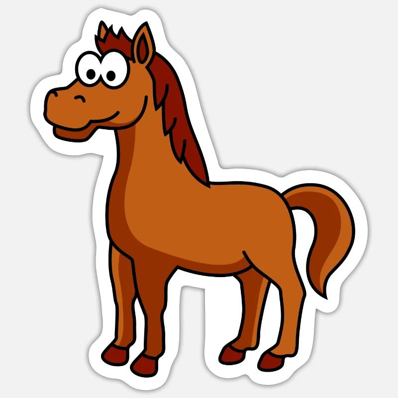 Pferd Comic Tier Sticker Größe S (10 x 10 cm)