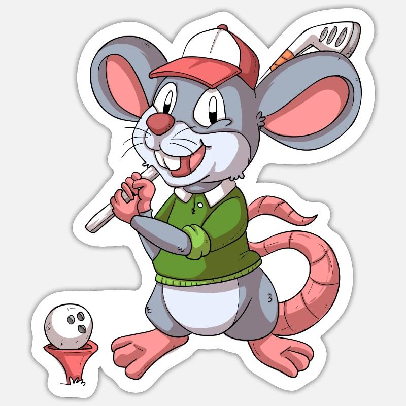 Golfer Mouse / Golfing Mouse Sticker size S (10 x 10 cm)