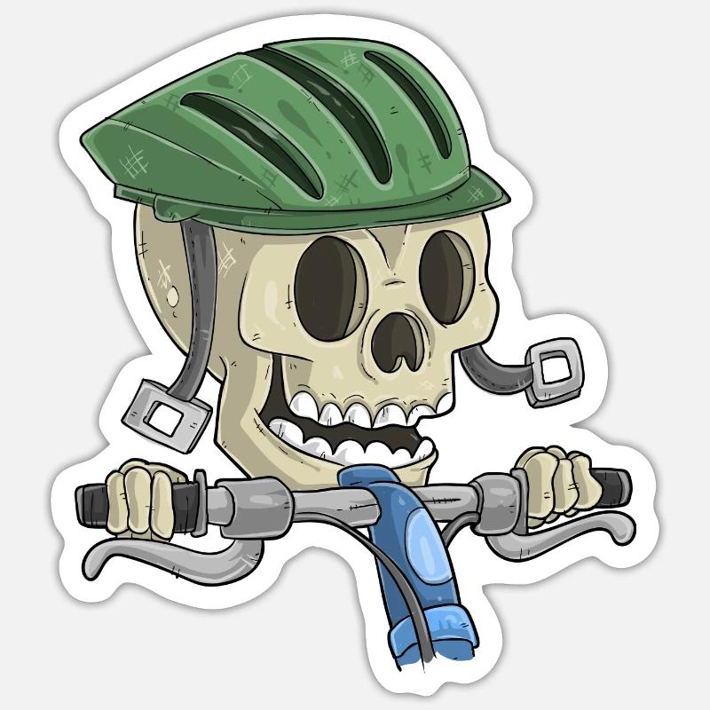 Bicycle skull - Sticker size S (10 x 10 cm) - white matte