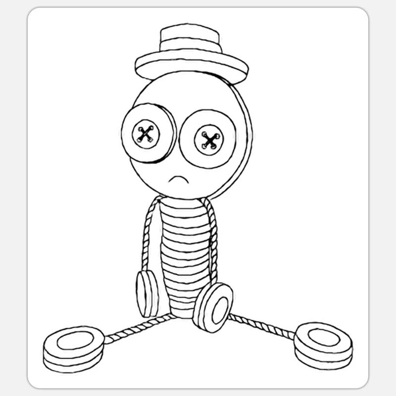 Mr Button sits - Sticker taille S (10 x 10 cm) - blanc mat