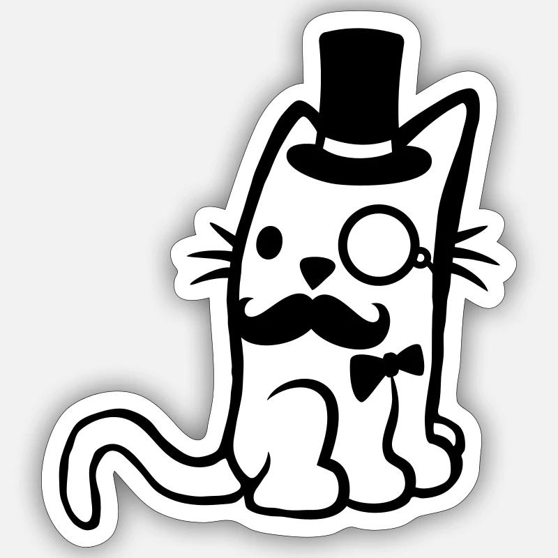 Lunettes Monocle Mr. Cat - Sticker taille S (10 x 10 cm) - blanc mat