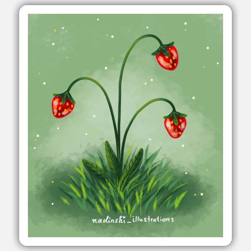 Erdbeeren - Sticker Größe S (10 x 10 cm) - Mattweiß