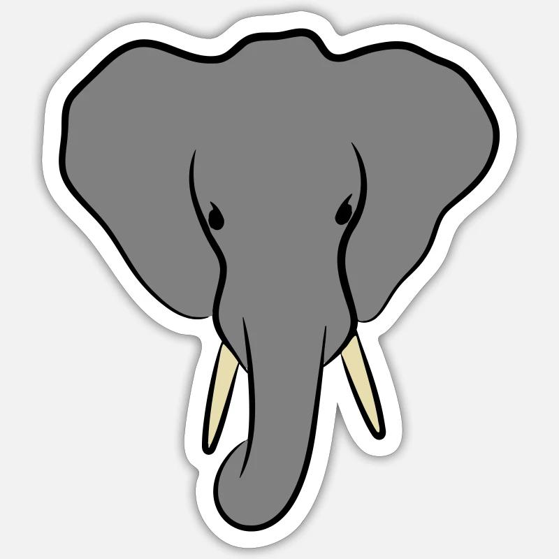 Elephant Head Minimalist Sticker size S (10 x 10 cm)