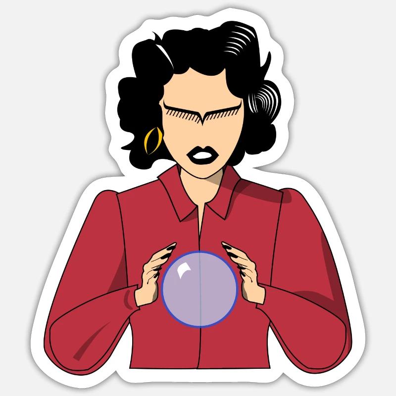 Hellseherin mit ihrer Kristallkugel - Sticker Größe S (10 x 10 cm) - Mattweiß
