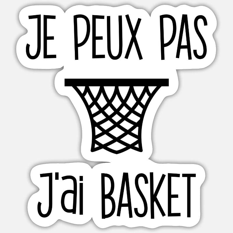 Tee Basket Spaß 🏀 - Sticker Größe S (10 x 10 cm) - Mattweiß