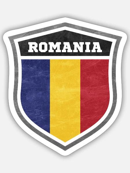 Rumänien Schutzschild Logo Emblem - Sticker Größe S (10 x 10 cm) - Mattweiß