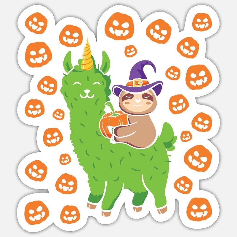 Halloween Sloth Witch - Sticker size S (10 x 10 cm) - white matte